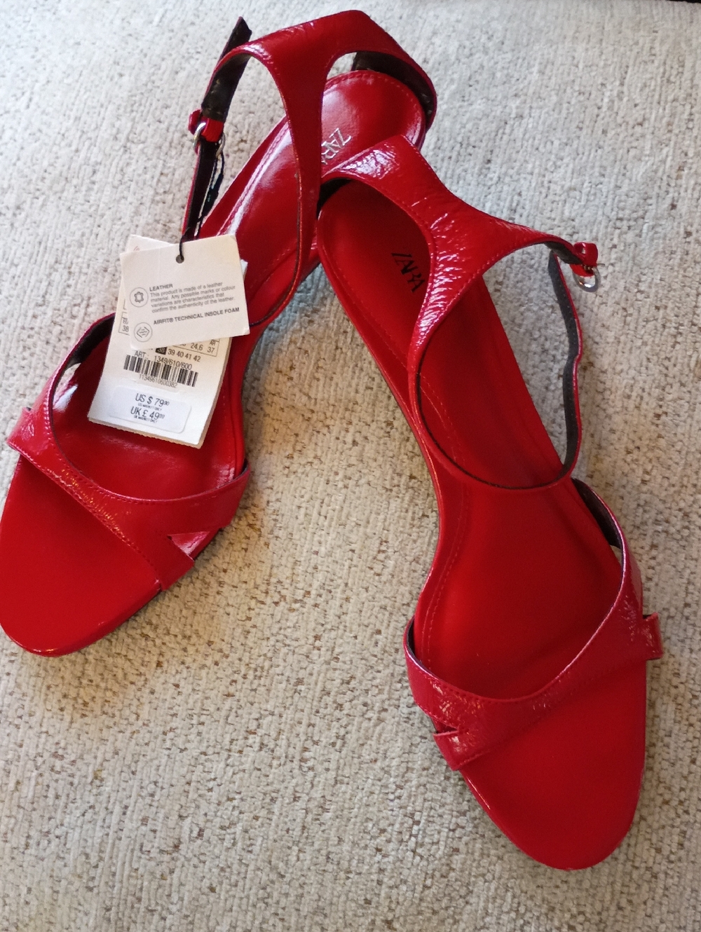 Zara Red Patent Strappy Heels